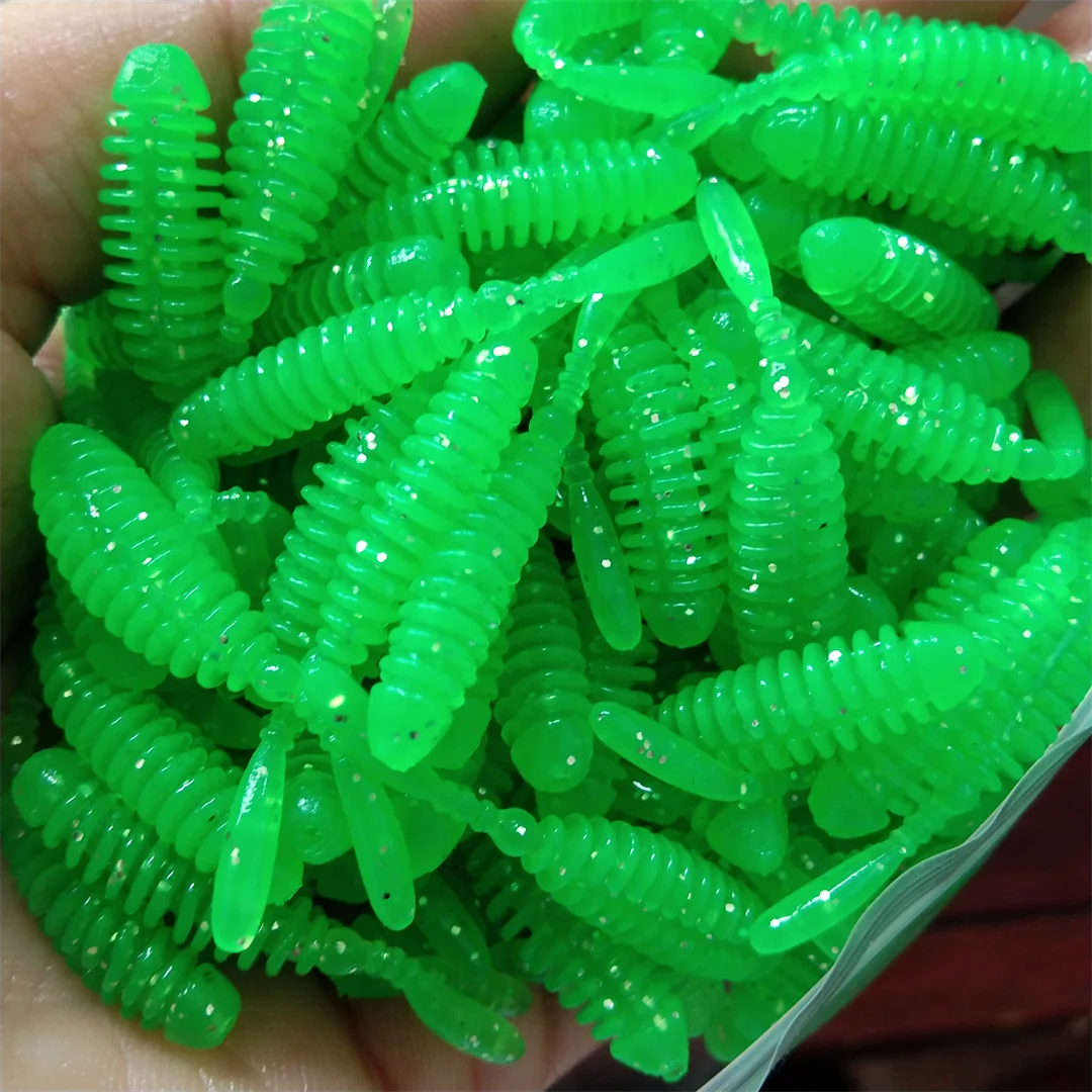 Señuelo de Pesca suave de gusano, 100 piezas, Ajing, 3,5 cm, 0,28g, aditivo, cebo Artificial de silicona, aparejos de Pesca de carpa - imagen 3