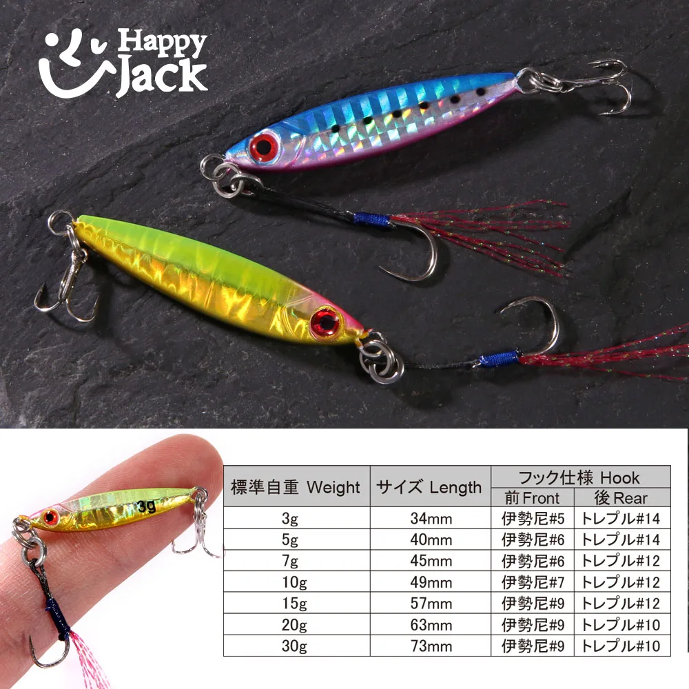 Happyjack micro plantillas de pesca 3 5 7 10 15 20 30G plantilla de metal pesca Micro Cast Shore Casting Jigging cuchara cebo Artificial aparejos - imagen 4
