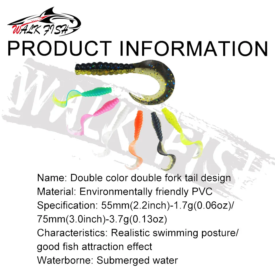 WALK FISH-Señuelos de Pesca de 10 piezas, cebos blandos de gusano, 55mm, 75mm, buena acción para nadar, alta calidad, Artificail, nueva forma de Japón, señuelo suave para lubina - imagen 3