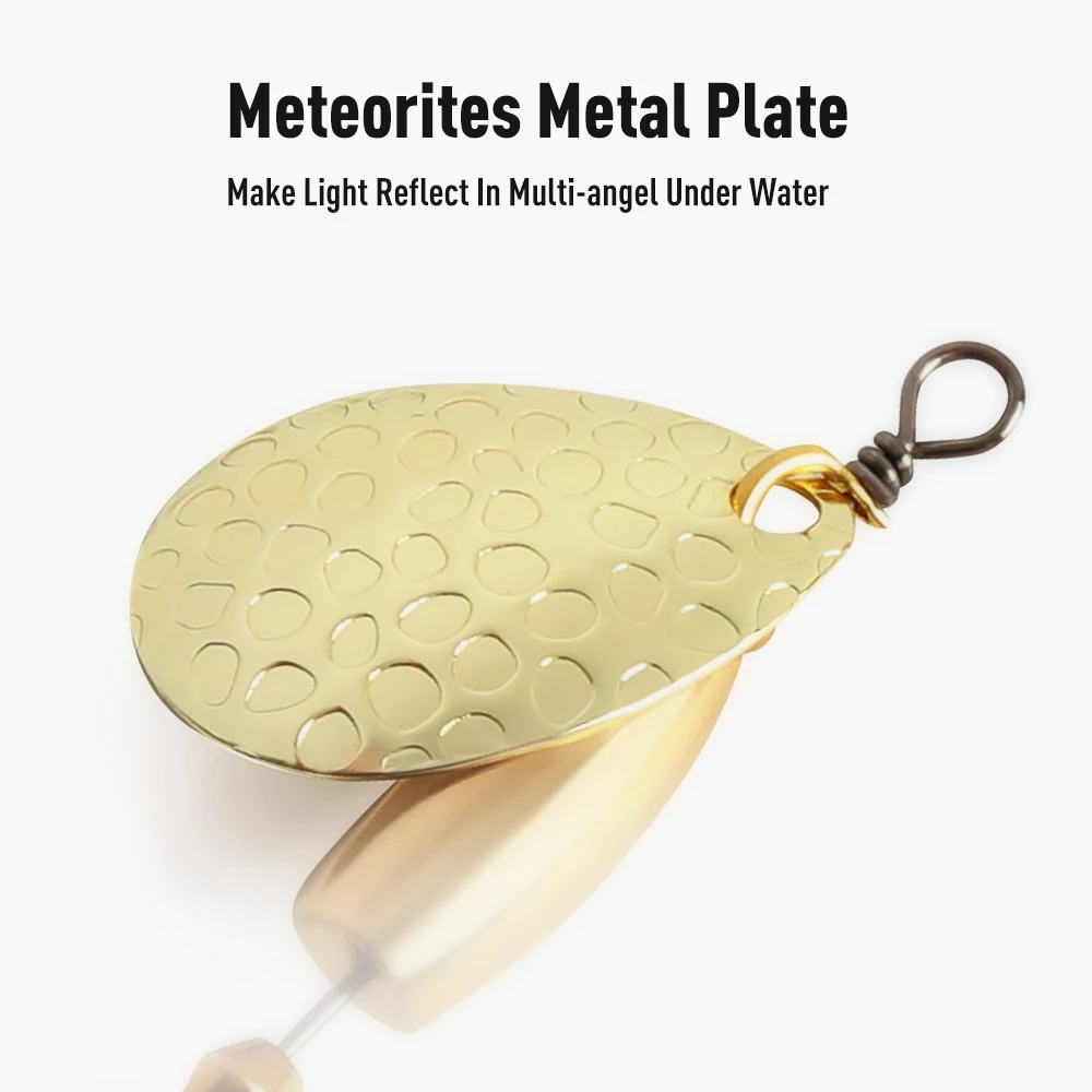 Kingdom Spinner Bait 5 unids/caja cuchara de Metal con anzuelo triple de plumas cebo de lentejuelas de Metal giratorio señuelo de pesca de Lucio Artificial - imagen 4