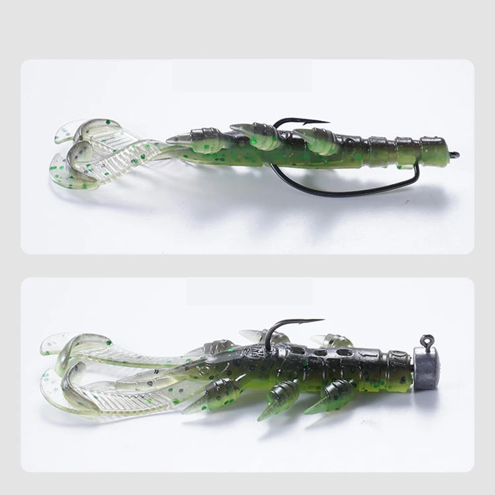 Señuelo Artificial suave de 10 piezas y 87mm, cebo de camarón, langosta, cangrejo, Twintail flotante, aparejo de lubina de mar, aparejos de pesca de agua salada - imagen 3