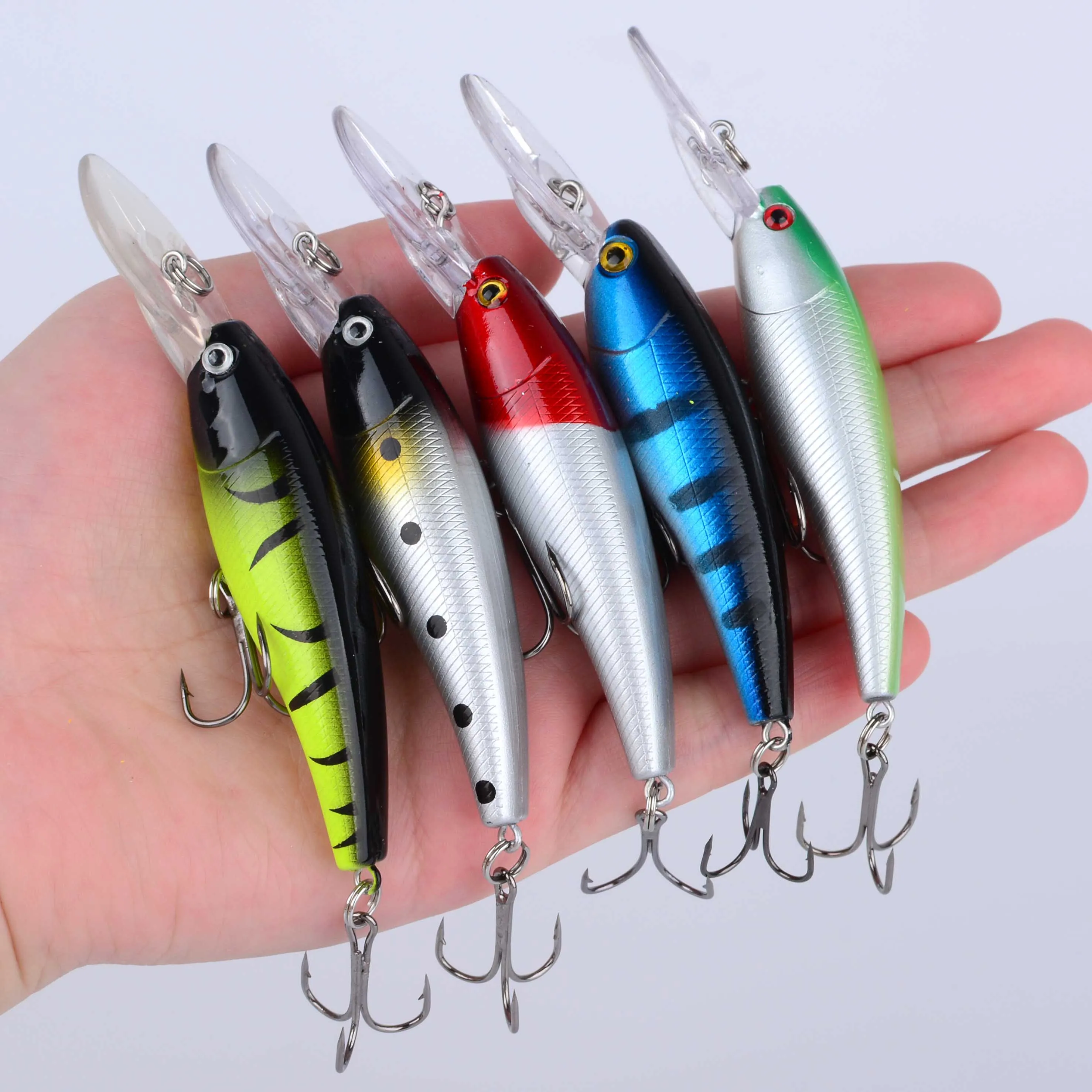 10 Uds. Señuelo de pesca de pececillo duro Wobblers flotantes Crankbait Bass cebos artificiales Lucio carpa señuelos - imagen 5