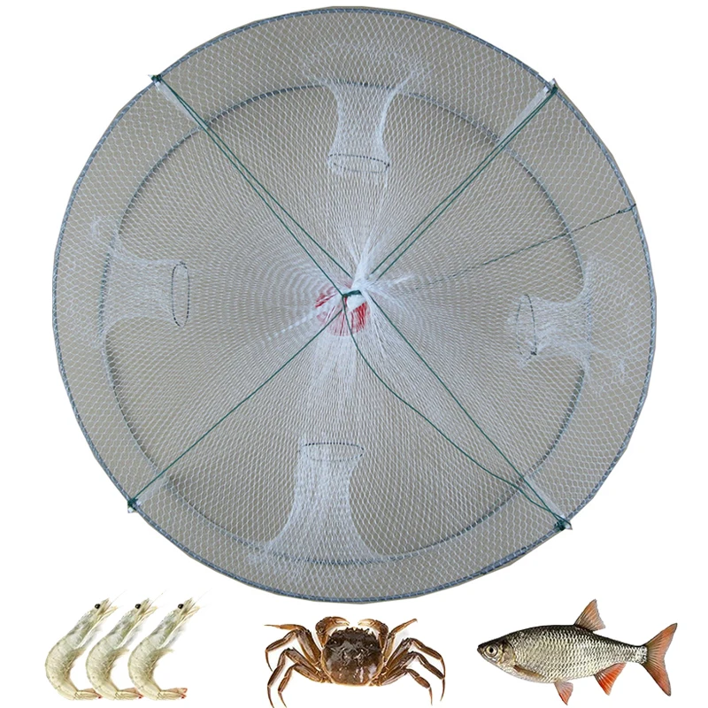 Red de pesca plegable portátil, jaula de fundición a mano para cangrejo, redes para peces, trampa de malla de pesca plegable para pececillos, langosta y cangrejos, 2 uds.