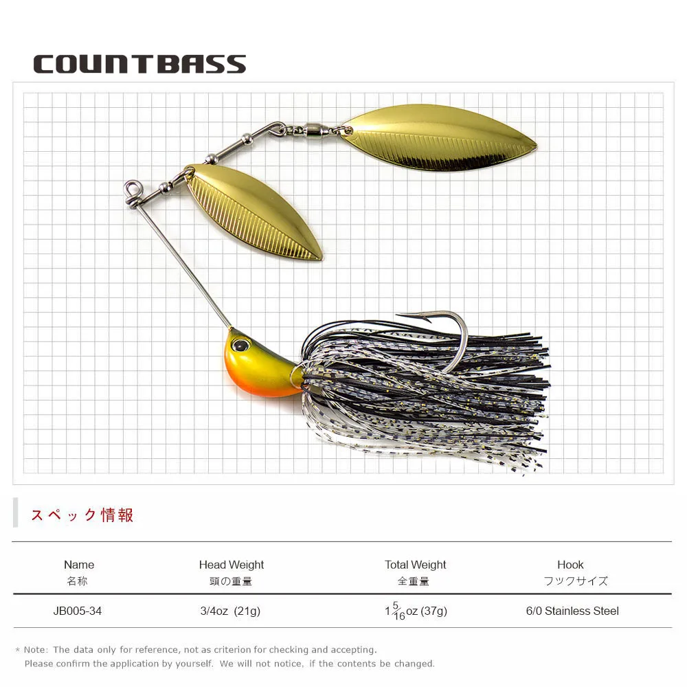 COUNTBASS-cebos giratorios de 3/4oz con gancho de acero inoxidable 6/0, Señuelos de Pesca de lubina, falda de silicona, cebo de alambre - imagen 3
