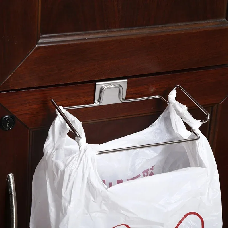 Soporte de bolsa de basura portátil para puerta trasera de cocina, estante de cocina, armario para el hogar, estante colgante de tela, gancho - imagen 3