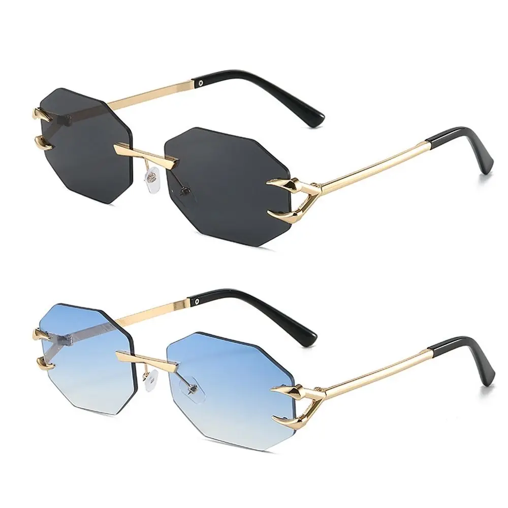 Gafas de sol rectangulares sin montura transparentes a la moda, gafas de sol UV400, gafas de sol para exteriores, gafas de conducción de viaje - imagen 2