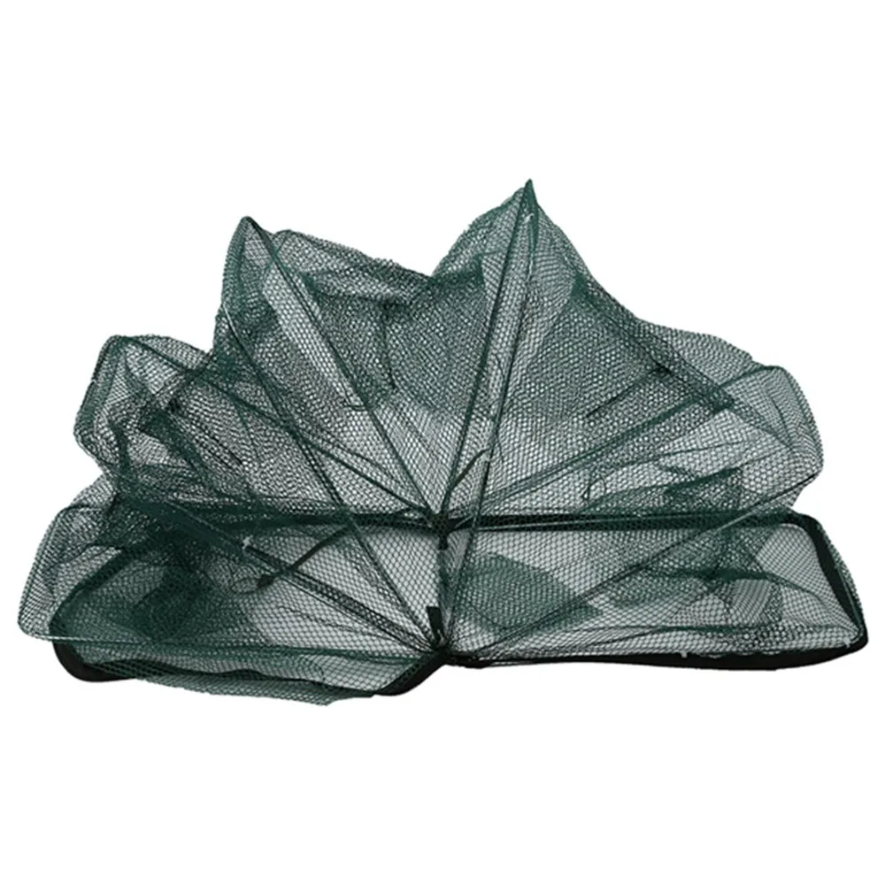 Trampa de red de pesca plegable portátil, paraguas de malla, trampa de pesca de 6/12 agujeros, trampa de cangrejo verde, pesca de cangrejo - imagen 5