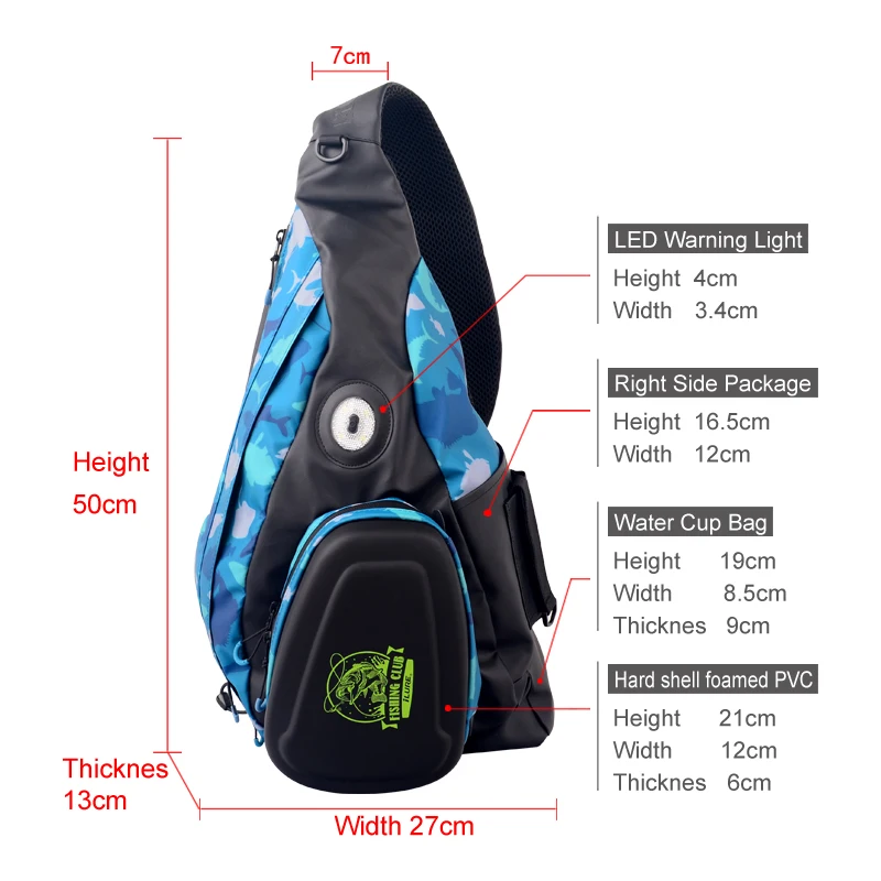 Nuevo bolso de hombro para pesca, bolso cruzado para deportes al aire libre, Señuelos de Pesca, caja de línea, aparejos de almacenamiento, bolsa impermeable con luces LED - imagen 2