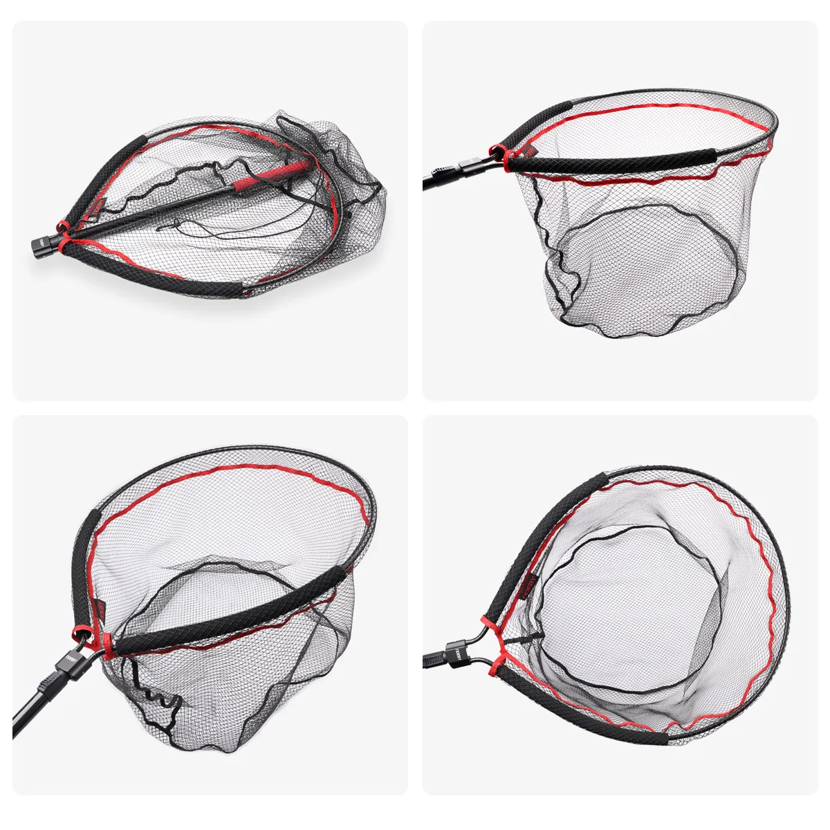 Noeby-Red de aterrizaje de tubo flotante, red plegable, red con mango de carbono, 60 cm * 50 cm, redes flotantes de 122 cm en total, aparejos de peces grandes para luccio - imagen 5