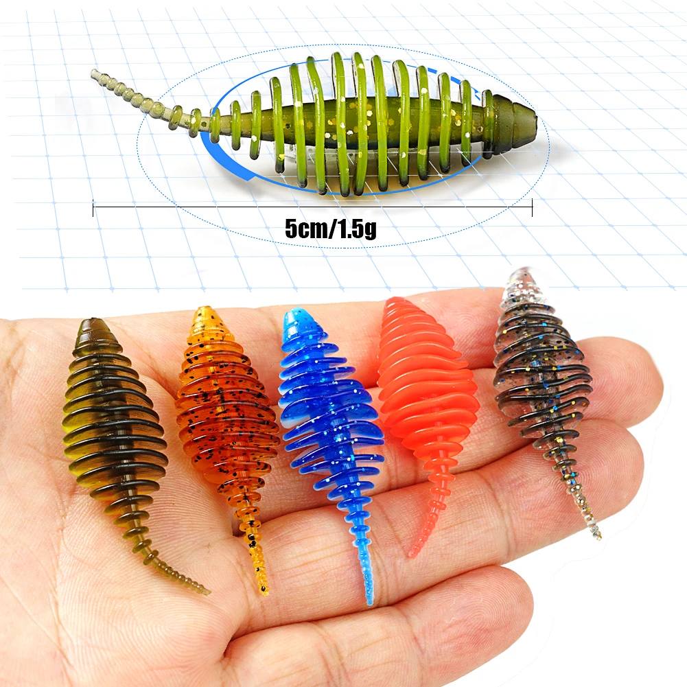 SUNMILE-cebo suave de pesca, cebos artificiales de gusano, 50mm/1,5g, 10 unids/lote, Wobblers de pesca en roca, Leurre Souple, señuelos de trucha - imagen 2