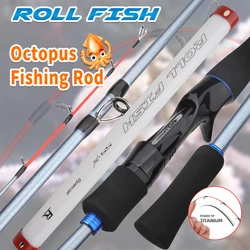 ROLLFISH-caña de pescar con señuelo de calamar, punta de titanio de 1,75m, fibra de carbono, acción rápida, ligera, agua salada, incluye bolsa de almacenamiento para caña