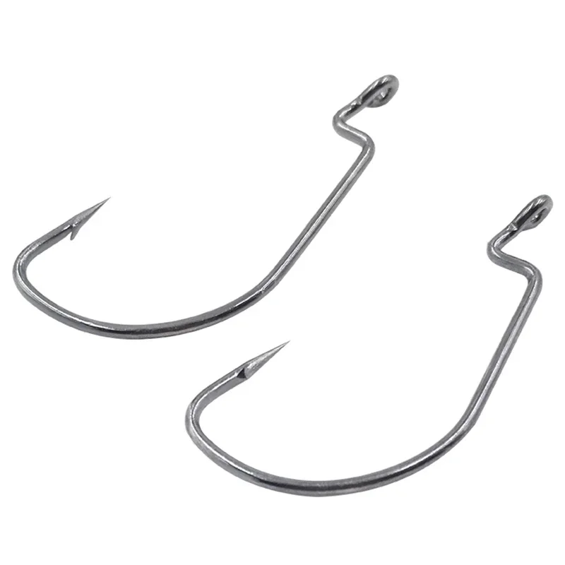 OUTKIT 10 unids/lote anzuelos de Pesca de acero rico en carbono anzuelo de manivela señuelo gusano Pesca para aparejos de cebo blando accesorios de alta calidad - imagen 2