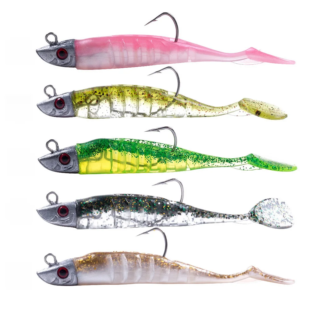 1 Uds Jigging cebo blando 15g 25g cabeza de plomo Jig pez cola en T cebos de pesca de agua salada pesca en el mar Señuelos de silicona Minnow Pike Swimbait - imagen 2