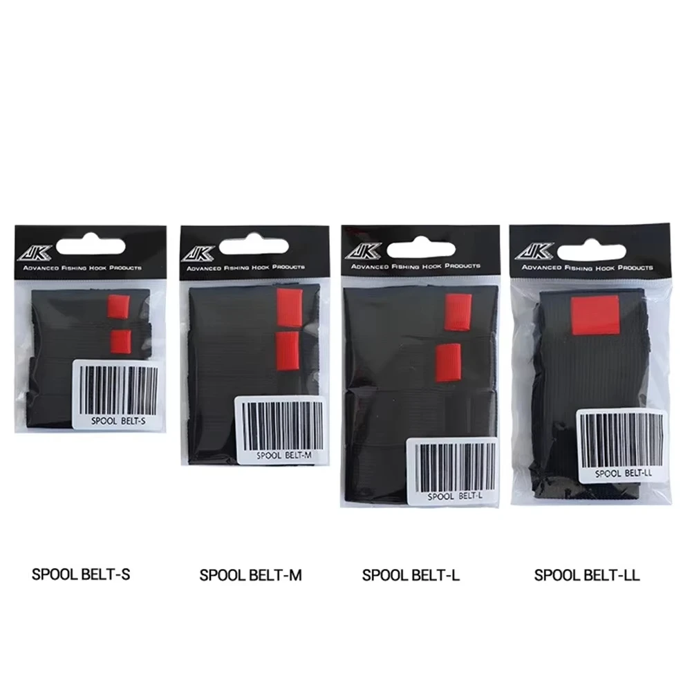 SHIQIAN-carrete de hilo de pescar de 4 unid/bolsa con elástico flexible, negro y rojo, accesorios de polea protectora, juego S M L LL - imagen 5