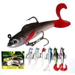 Señuelos de pesca de cola de natación Jig Wobblers cebos blandos 9cm 9,5g cebo de silicona Artificial para lubina carpa cuchara aparejos de pesca