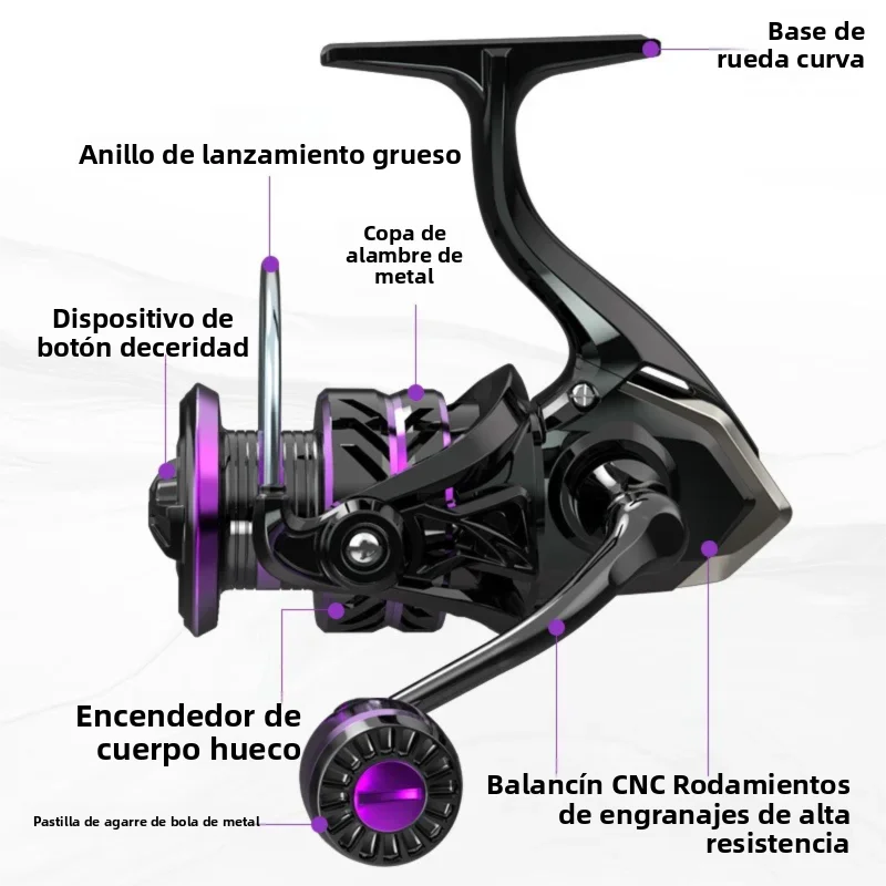 Carretes de pesca giratorios HP para agua salada, carrete de Metal de agua dulce/mango/engranaje, aparejos de pesca de carpa y trucha intercambiables izquierdo/derecho - imagen 5