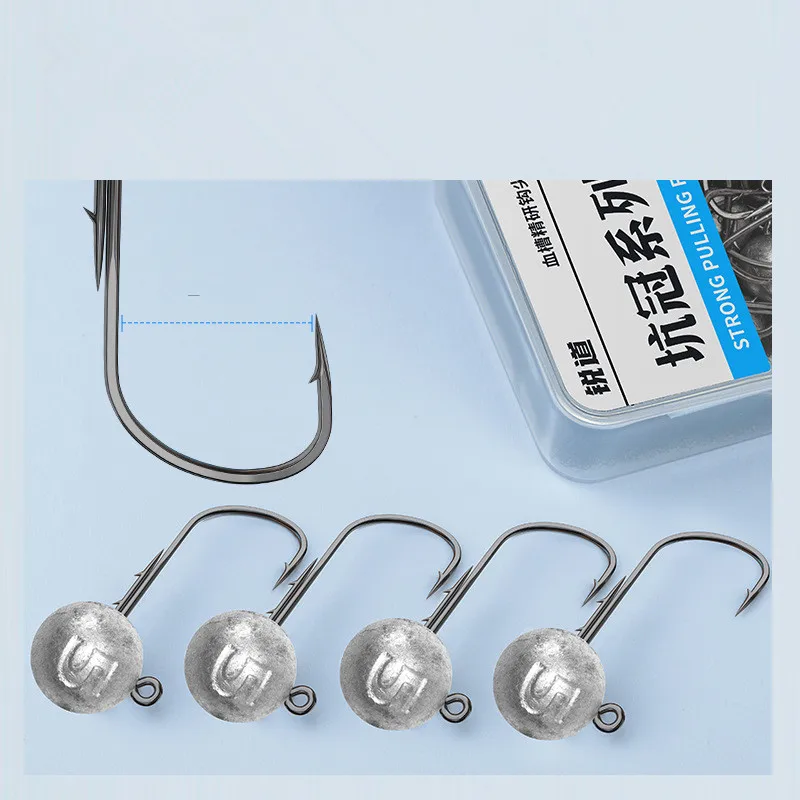 Anzuelo con cabeza de anzuelo de pesca, fuerte fuerza de tracción, penetración, 3 veces, anzuelos de púas dobles reforzados, lote de 12 piezas en oferta - imagen 3