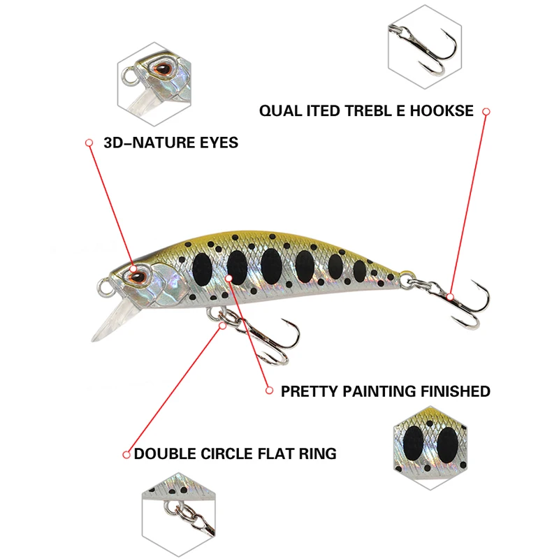 Mini Señuelos de Pesca que se hunden, cebo duro de plástico Artificial, aparejos de pesca de lubina, Jerkbait, Crankbait, 5,5 cm, 5g - imagen 4