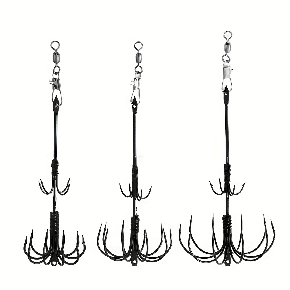 1 Uds. Anzuelo de calamar de dos pisos, plantillas de calamar, anzuelo de pulpo para pesca en el mar, anzuelo de paraguas de calamar, señuelo de pesca, herramientas receptoras de cebo de calamar