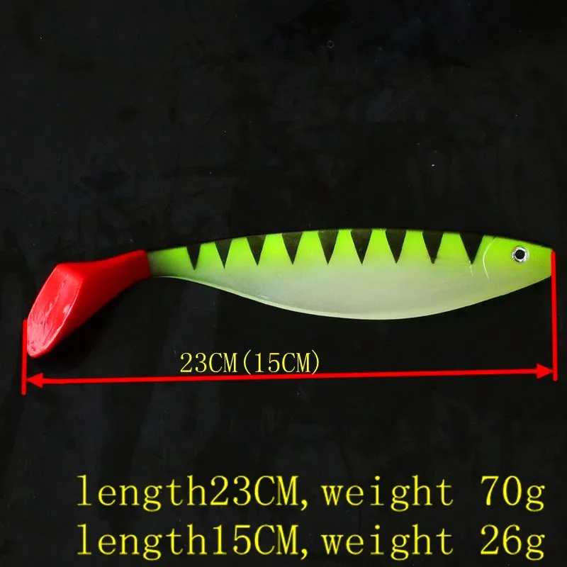 Swolfy-Señuelos de Pesca de agua salada, cebo suave grande, sábalo de silicona, lubina Artificial, Lucio Swimbait, cola de paleta, plantilla Wobblers, 23cm, 70g - imagen 3