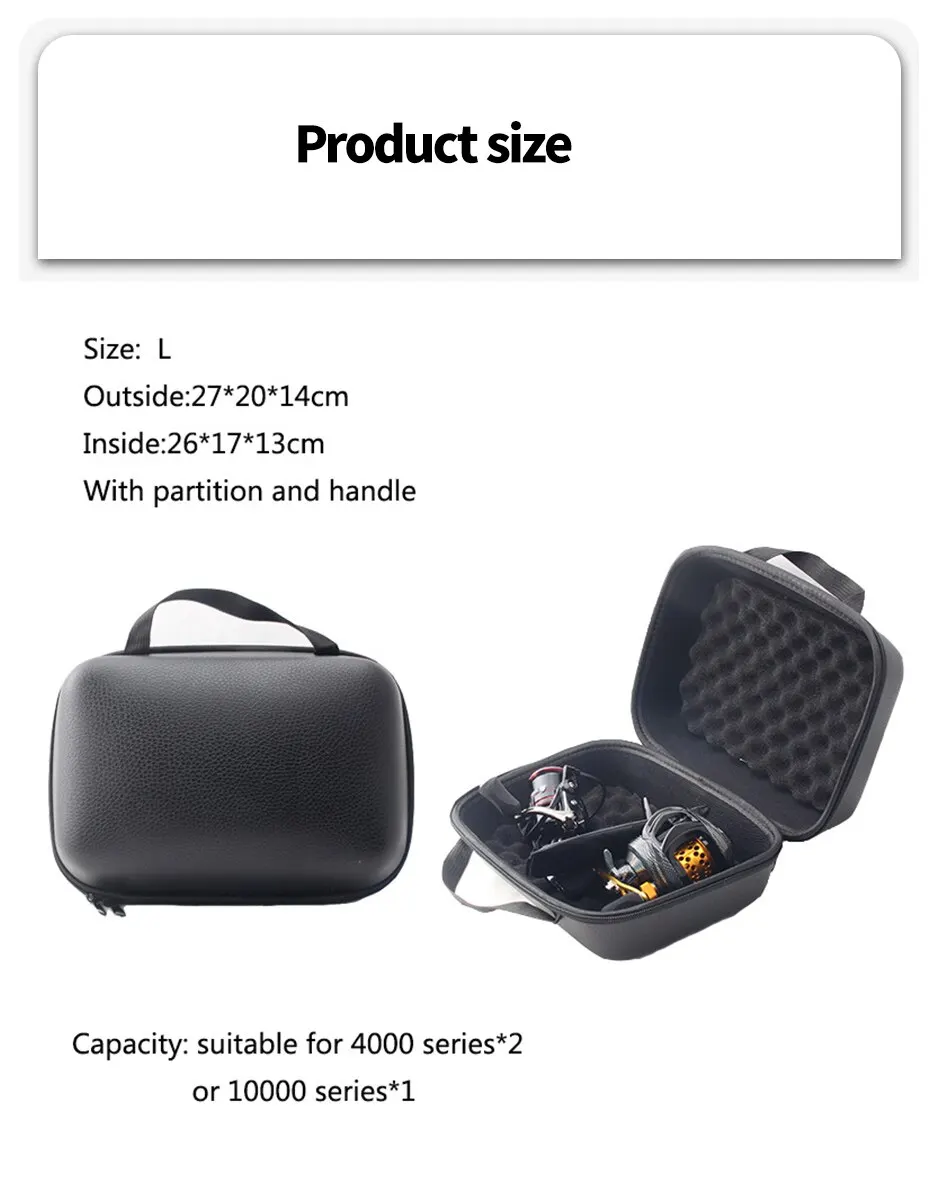 Funda de carrete de spinning, funda de PU, bolsa de pesca M L a prueba de golpes, estuche de almacenamiento de pesca impermeable para 1 o 2 carrete de pesca - imagen 3