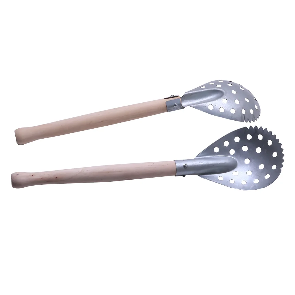 Herramientas de pesca en hielo para invierno, cuchara de hielo de acero inoxidable, colador de pesca en hielo resistente al frío, mango de madera/acero inoxidable, 1 Uds.