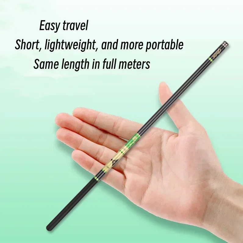 Caña para agua de mar, lubina de agua dulce, trucha, pesca de viaje, caña de pescar telescópica portátil de fibra de carbono, caña de pescar de mar corta pequeña - imagen 3