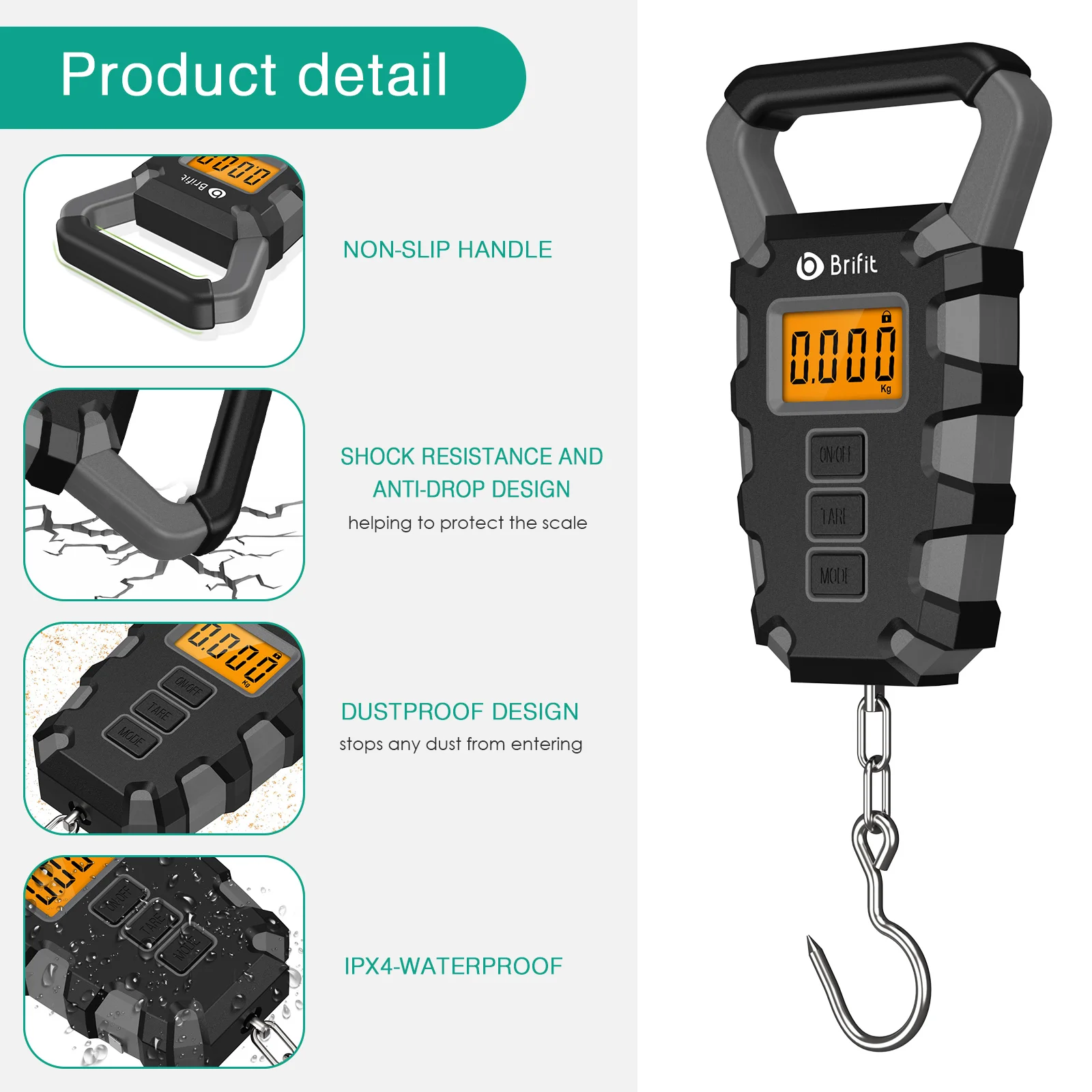 Báscula de pesca digital 50kg – Regla integrada y portátil - imagen 4