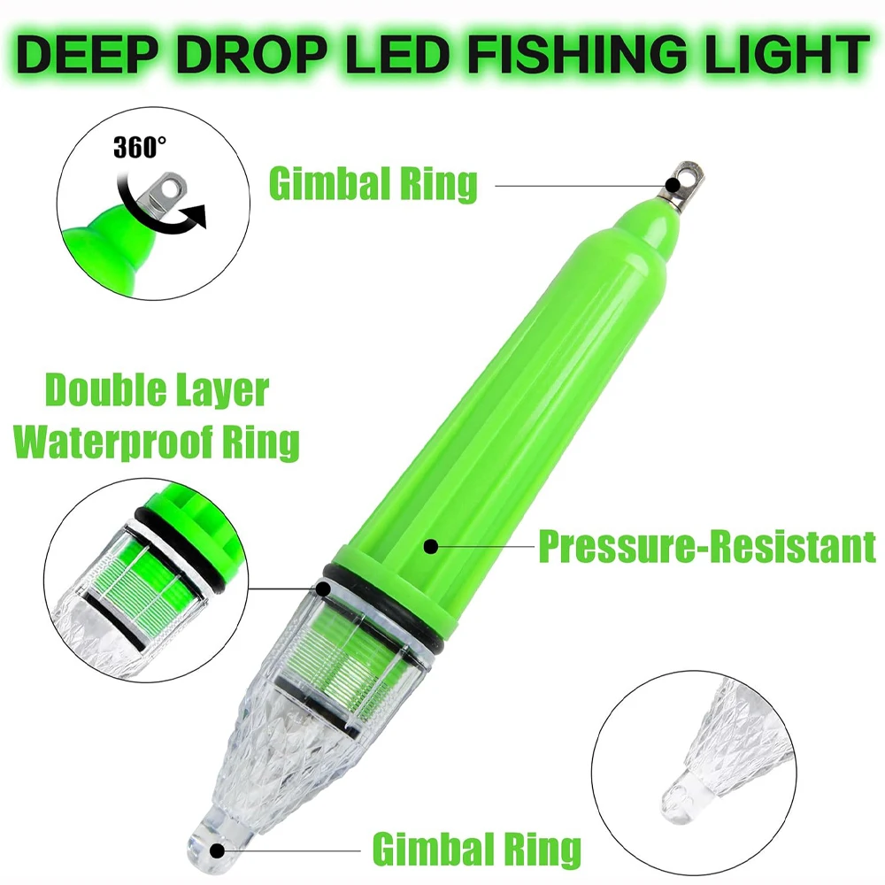 Hyaena 2 unids/lote lámpara subacuática de pesca pesca de gota profunda Iight señuelo de pesca de calamar la mayoría de los profundos 300M luz intermitente - imagen 4
