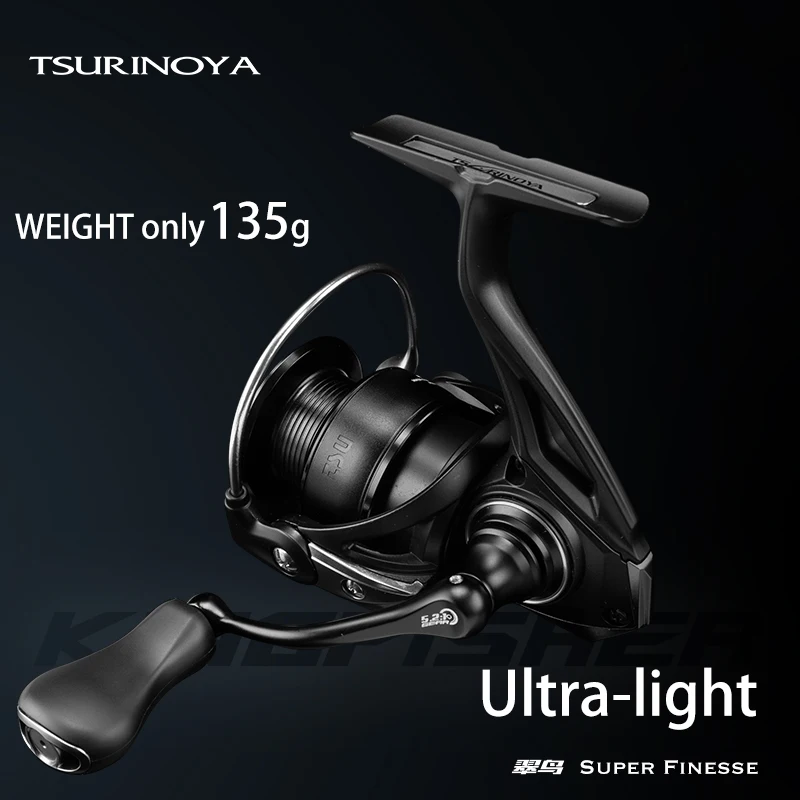 Carrete de pesca giratorio de carbono ultraligero TSURINOYA Kingfisher 800S 1000 1500S 1500 carrete poco profundo 4KG carrete de juego ligero de trucha de arrastre