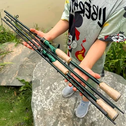 Caña de pescar ultraligera de viaje de carbono, 6 secciones, 2,1 M, 2,4 M, potencia ML, 39-45cm, longitud cerrada, cañas de fundición giratorias para pesca con señuelo