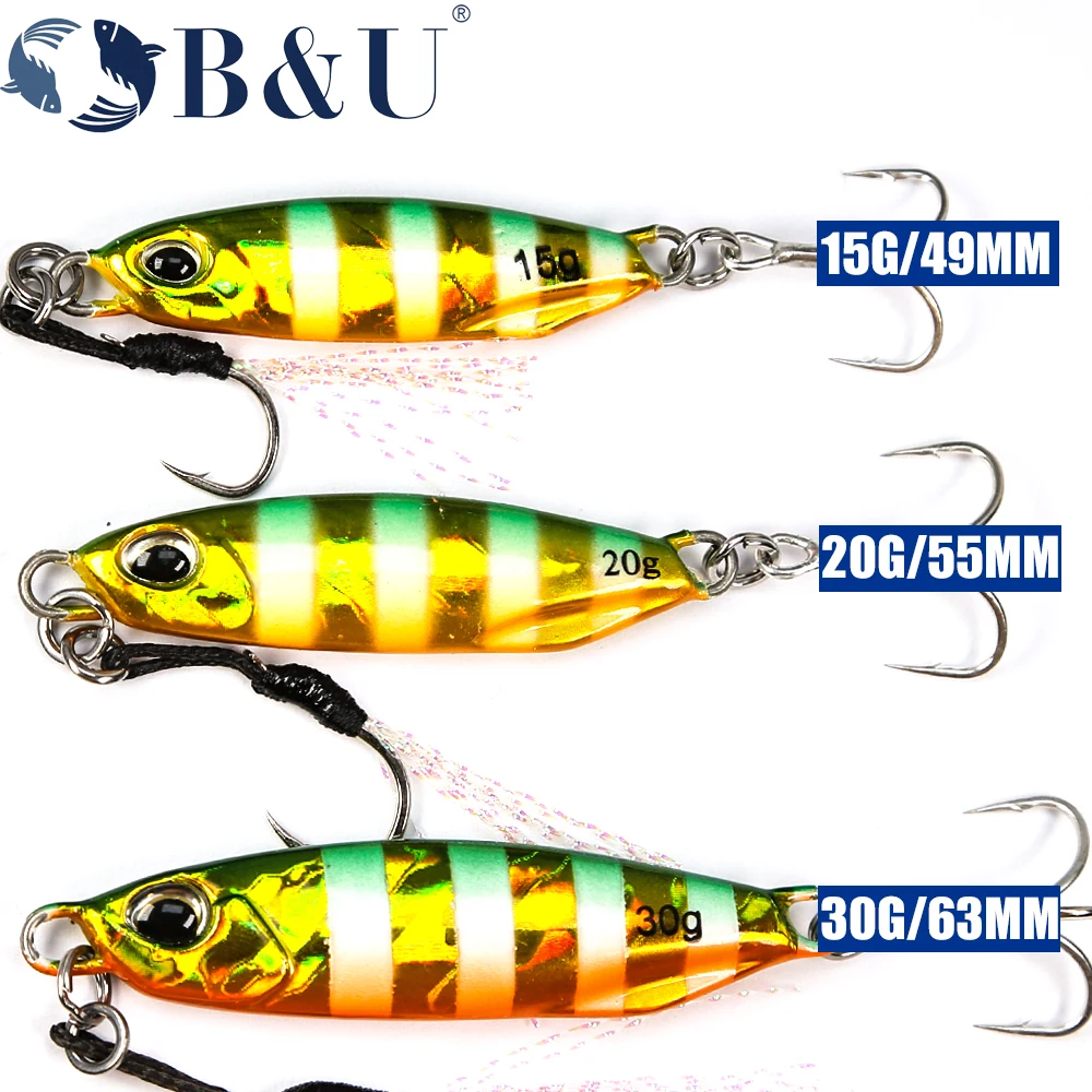 B & U-Slow Jig-Cuchara de jigging de Metal para pesca en el mar, láser de impresión 3D, cebo Artificial, señuelos de pesca en barcos, señuelos de peces súper duros - imagen 3