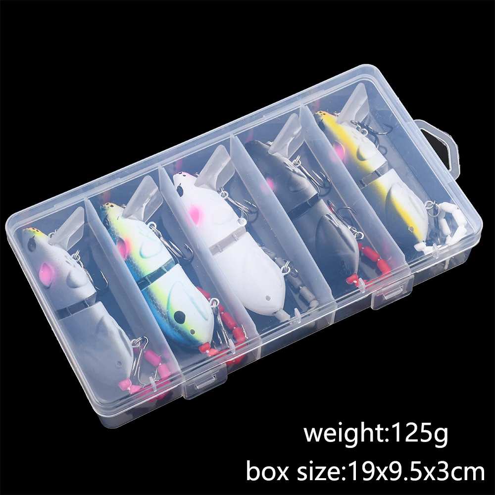5 unids/caja señuelo de ratón de plástico Artificial señuelo de pesca de ratón Swimbait rata Pike Bass Minnow flotantes