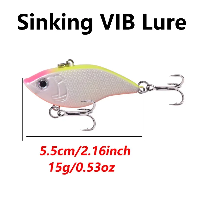 Señuelo de pesca VIB de invierno, 1 unidad, 5,5 cm, 15g, Wobbler de vibración, cebo duro Artificial de plástico, Crankbait para lubina, Lucio, aparejos de pesca en hielo - imagen 4