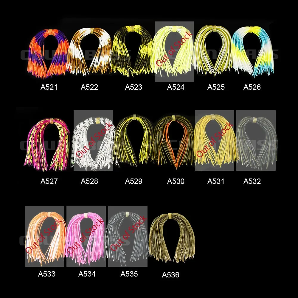 Countbass 60 mechones 50 hebras faldas de silicona accesorios de pesca, DIY Spinnerbatis Buzzbaits señuelos de goma, goma de calamar - imagen 3