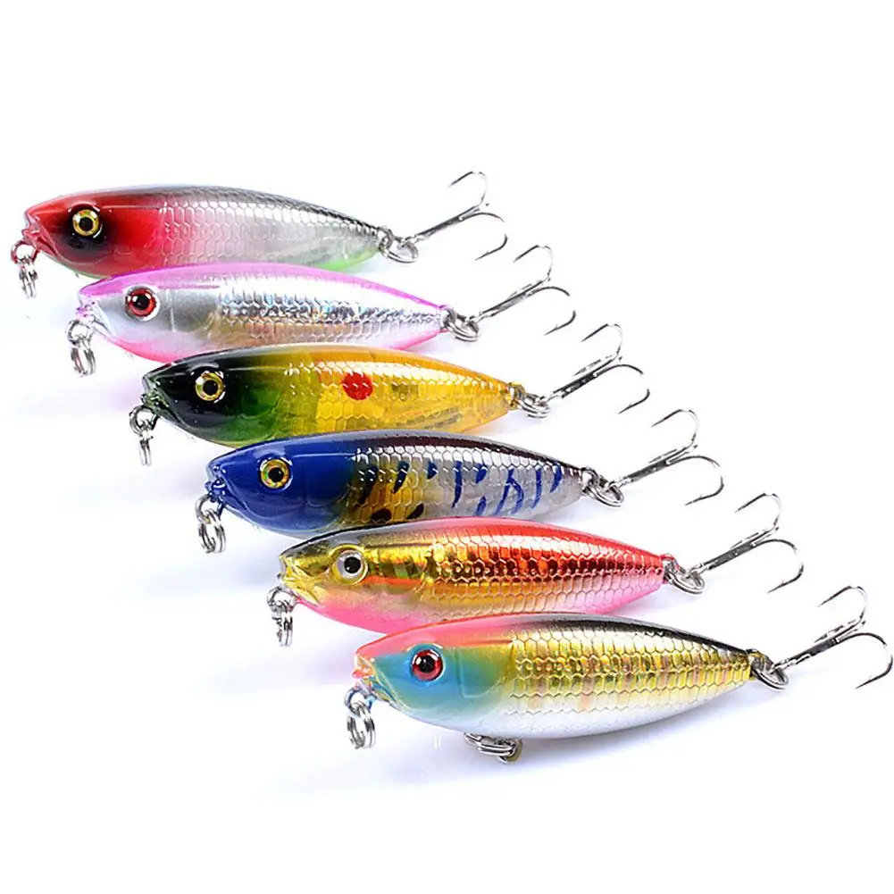 Juego de señuelos de lápiz flotante con anzuelos triples, cebo de pesca duro Swimbait para agua dulce y salada, cebo Artificial, 5,9 cm/6,9g - imagen 5