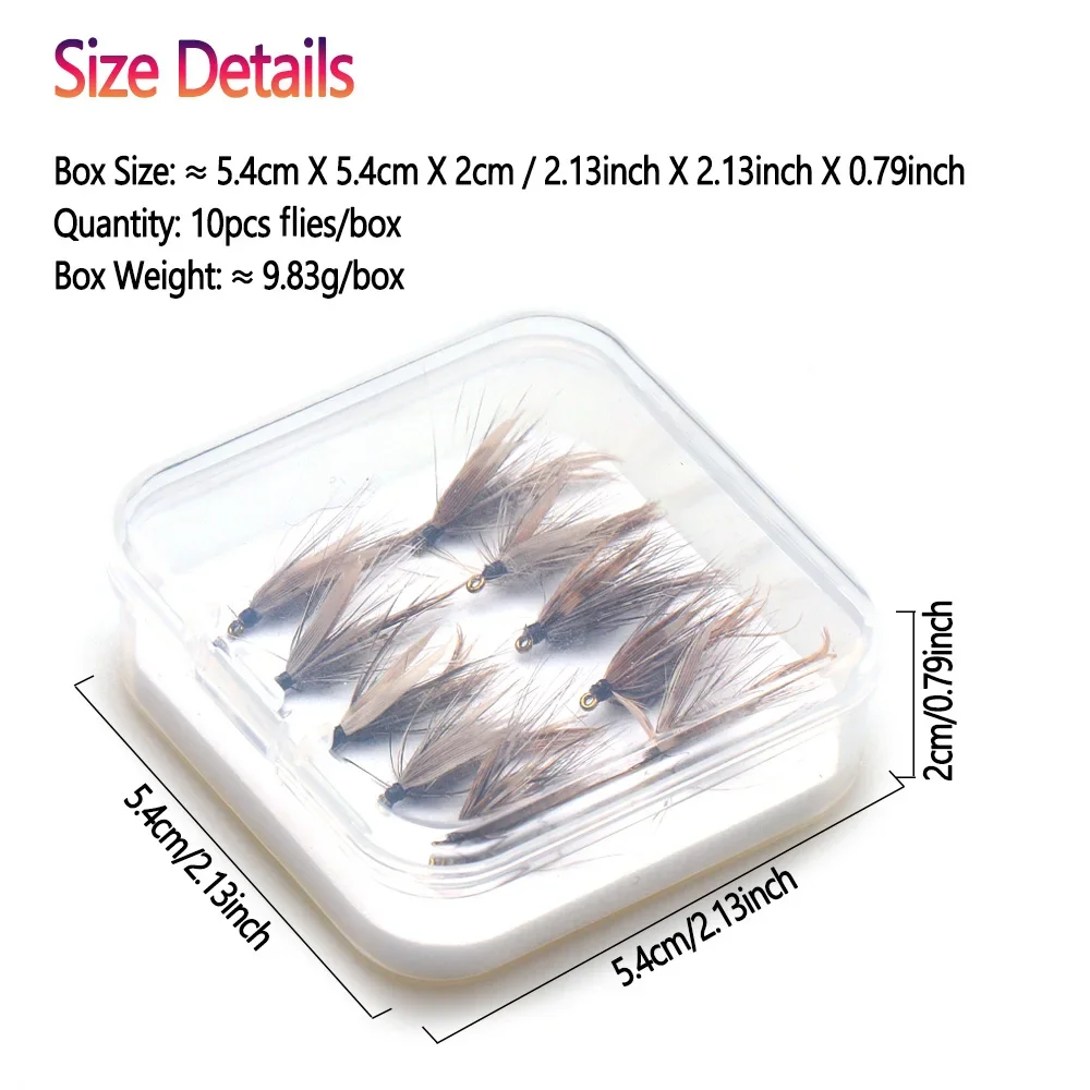Bimoo 10 unids/caja 12 #   Soft Hackle March Brown Wet Ninfa Fly Hare's Dubbing Body May Fly para trucha Grayling Señuelos de pesca cebos - imagen 4