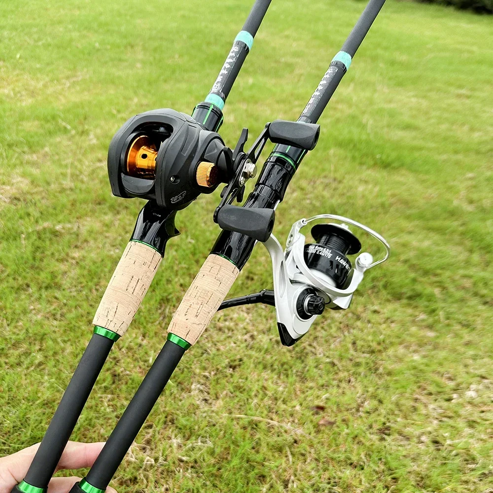 Juego de cañas de pescar con señuelo ultraligero de 1,8-2,1 m, caña de surf portátil de viaje, carrete de Baitcasting, arrastre máximo de 8kg con Kits de línea para principiantes - imagen 5