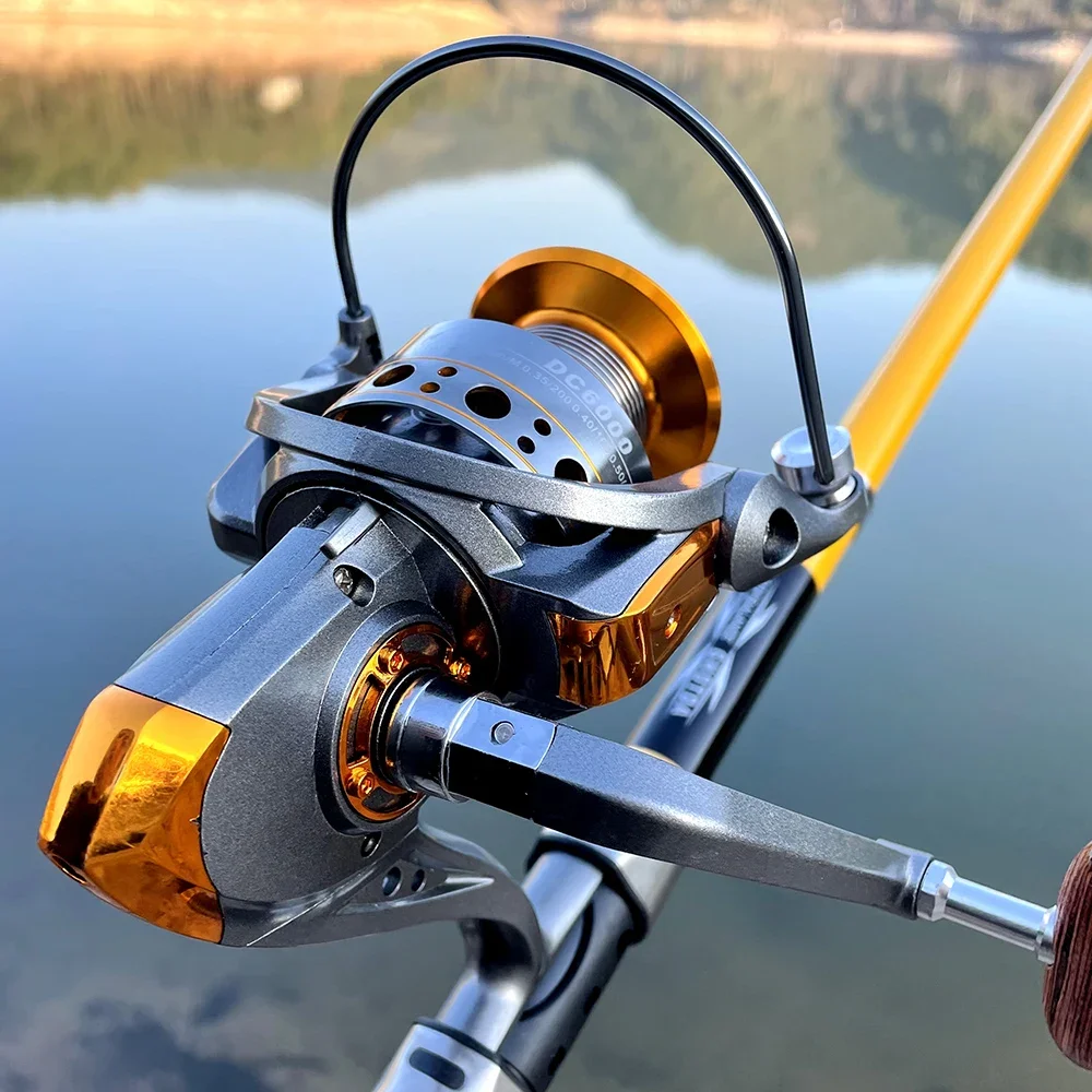Carretes giratorios arrastre máximo 8KG 1000 2000 3000 6000 7000 carrete de pesca con señuelo mango de carrete profundo de Metal plantilla de mar rueda de bobina de pesca de carpa - imagen 5