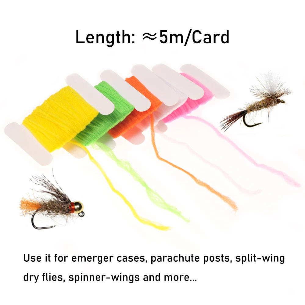 WIFREO-tarjeta de 5m Para poste de ala, Material de hilo sintético Para pesca con mosca seca, señuelo de trucha, paracaídas de Ninfa Emerger - imagen 4