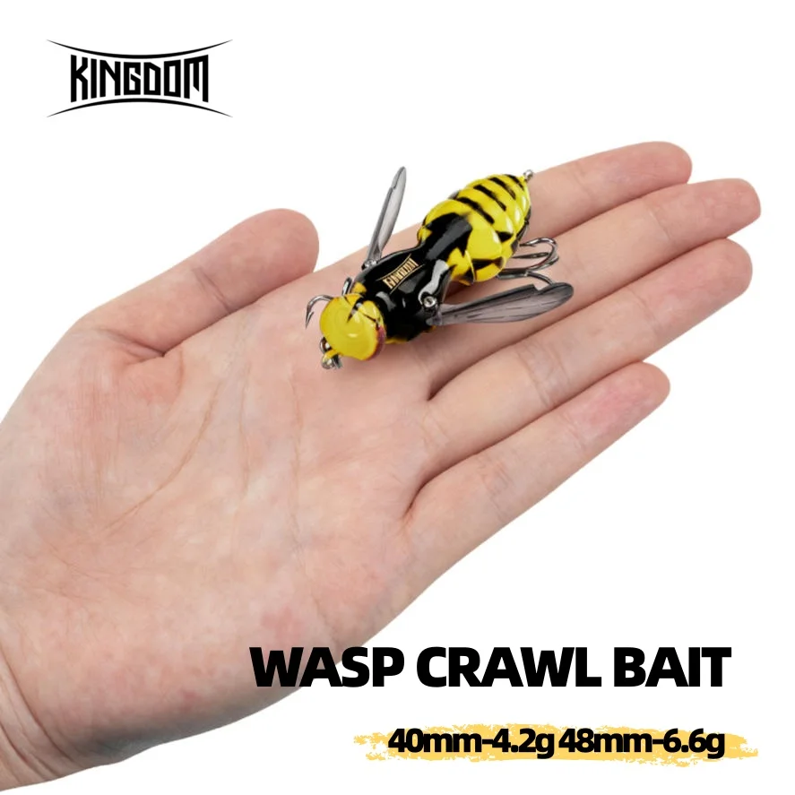 Kingdom Wasp Crawl cebo Artificial 4,2g 40mm 6,6g 48mm insecto flotante biónico Swimbaits Wobblers duros para pesca de Lucio