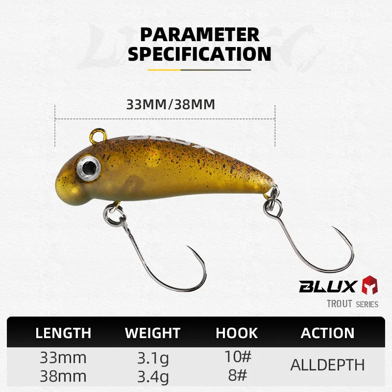 BLUX Little POGO 33MM 38MM tapón de hundimiento sin labios señuelo de pesca Crankbait flujo área trucha plástico Artificial lápiz cebo aparejos - imagen 2