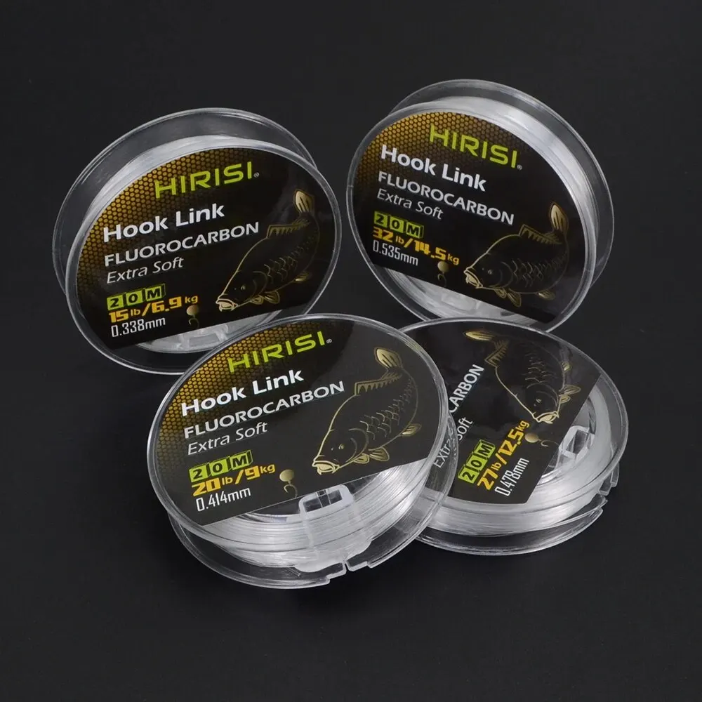 Hirisi-sedal de pesca de carpa, hilo de pesca de fluorocarbono súper rígido, aparejo Chod, 15lb, 20lb, 27lb, 32lb, transparente, 20m - imagen 5