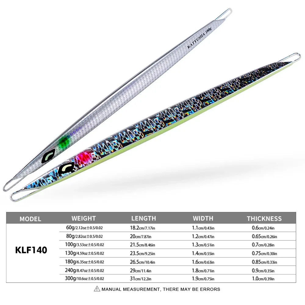 Señuelos de pesca con plantilla de Metal largo, pez de plomo sumergido, cuchara de Jigging de fundición rápida, 100G, 180G, 300G, cebo de Metal Artificial, aparejos de mar - imagen 3