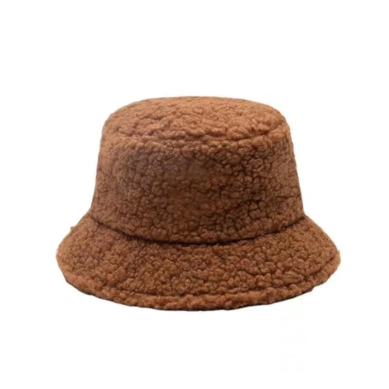 Gorros de pescador de piel sintética de lana de cordero para mujer, sombreros de cubo cálidos, gorros de felpa gruesos para exteriores, mantener el calor, gorros de pesca Unisex, Invierno - imagen 5