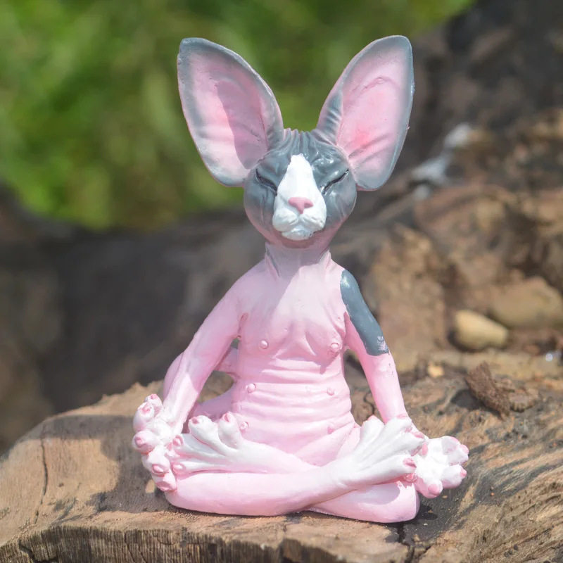Estatua Gato Buda meditación – Decoración artística jardín exterior - imagen 4