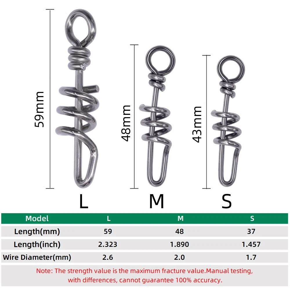 DNDYUJU, 10 Uds., Pin de señuelo de pesca de acero inoxidable, hebilla en forma de hilo, gancho a presión, conector de señuelo para accesorios de pesca en el mar - imagen 2