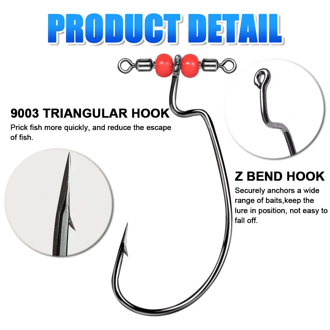 FishTrip-anzuelo de pesca EWG, anzuelo compensado para pesca de lubina con giratorio, agua salada, agua dulce, bagre, gusano, 25 uds. - imagen 3