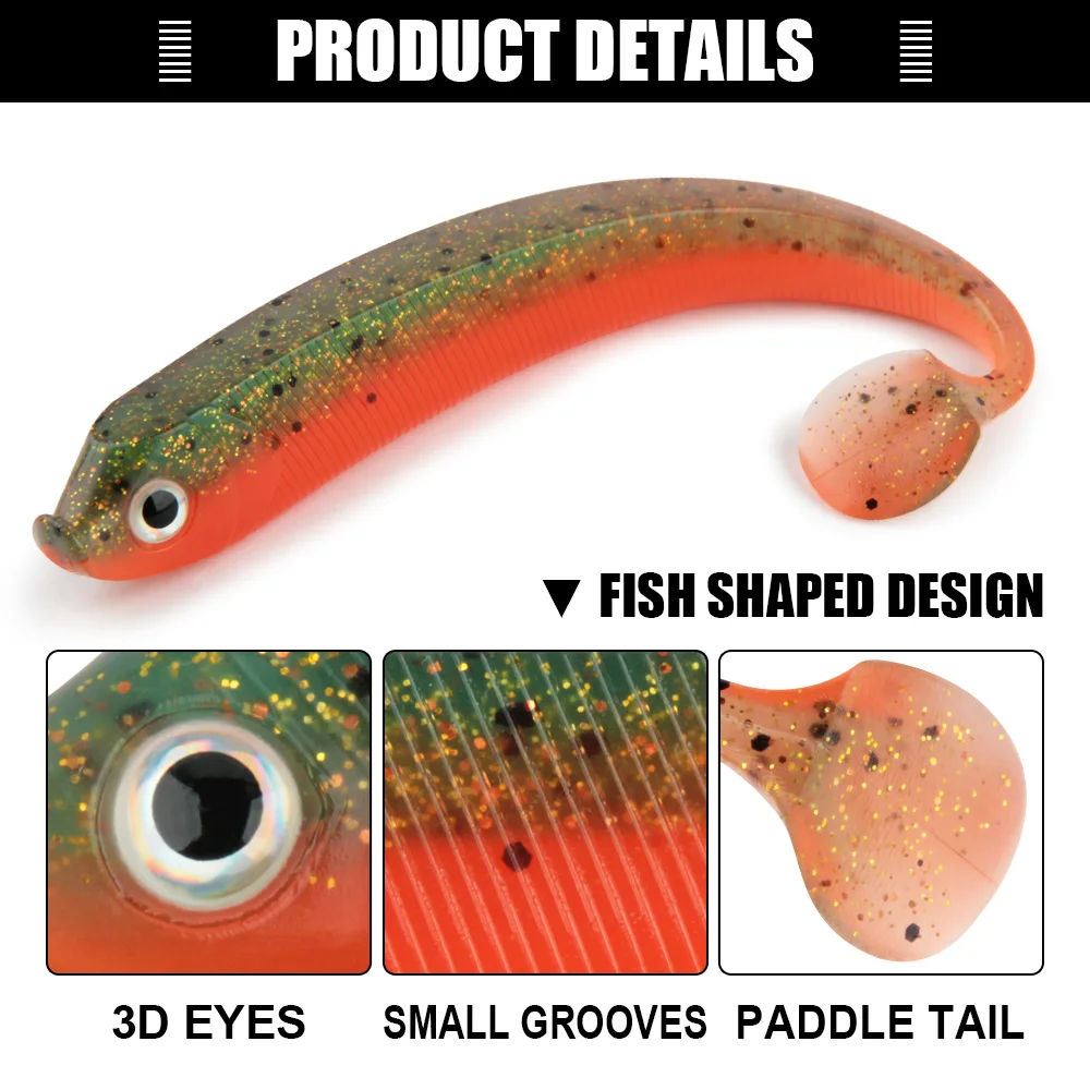 Spinpoler 7,5 cm 9,5 cm 12,5 cm cebo suave señuelo de Pesca Shad Swimbait cola de paleta perca de goma Jighead Carolina/Texa Rig aparejos de Pesca - imagen 5