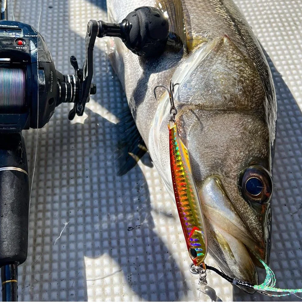 30g40g60g80g arrastre Metal fundido plantilla delgada fundición de orilla profunda plantilla lenta caballa cebo Artificial señuelo de pesca de agua salada Mahi atún - imagen 5